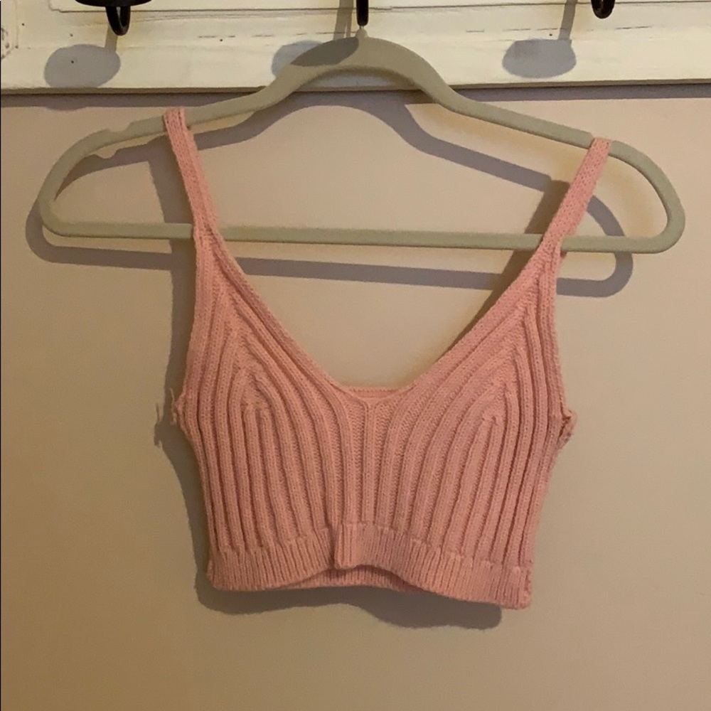 Pink Knit Bra Crop Top